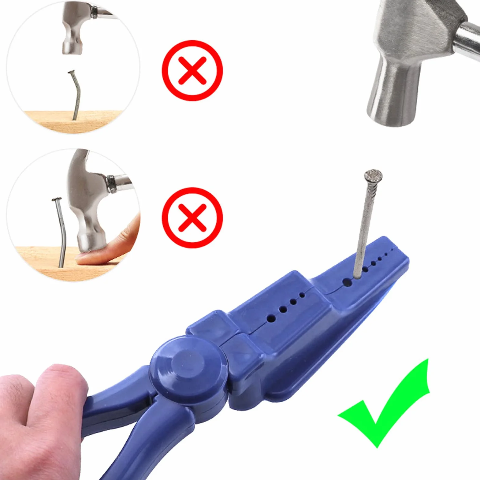 Supporto per inchiodare a martello, pinza per unghie, strumento manuale portatile in ABS