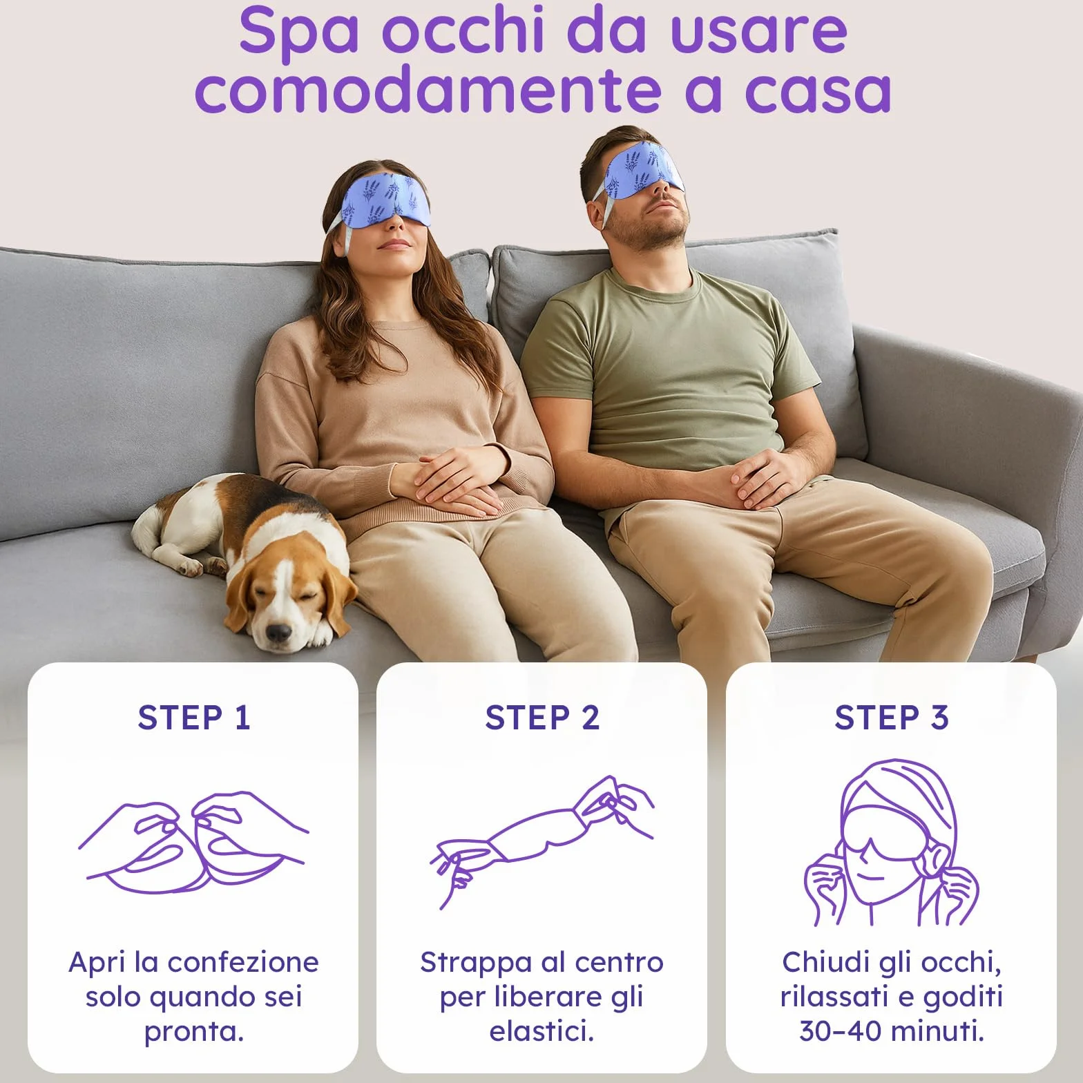 Confezione da 16 Maschere Riscaldanti alla Lavanda – Maschera a Vapore per Occhi Secchi, Gonfiore, Affaticamento e Rilassamento – Maschera Riscaldante Occhi Monouso per Sonno e Viaggio