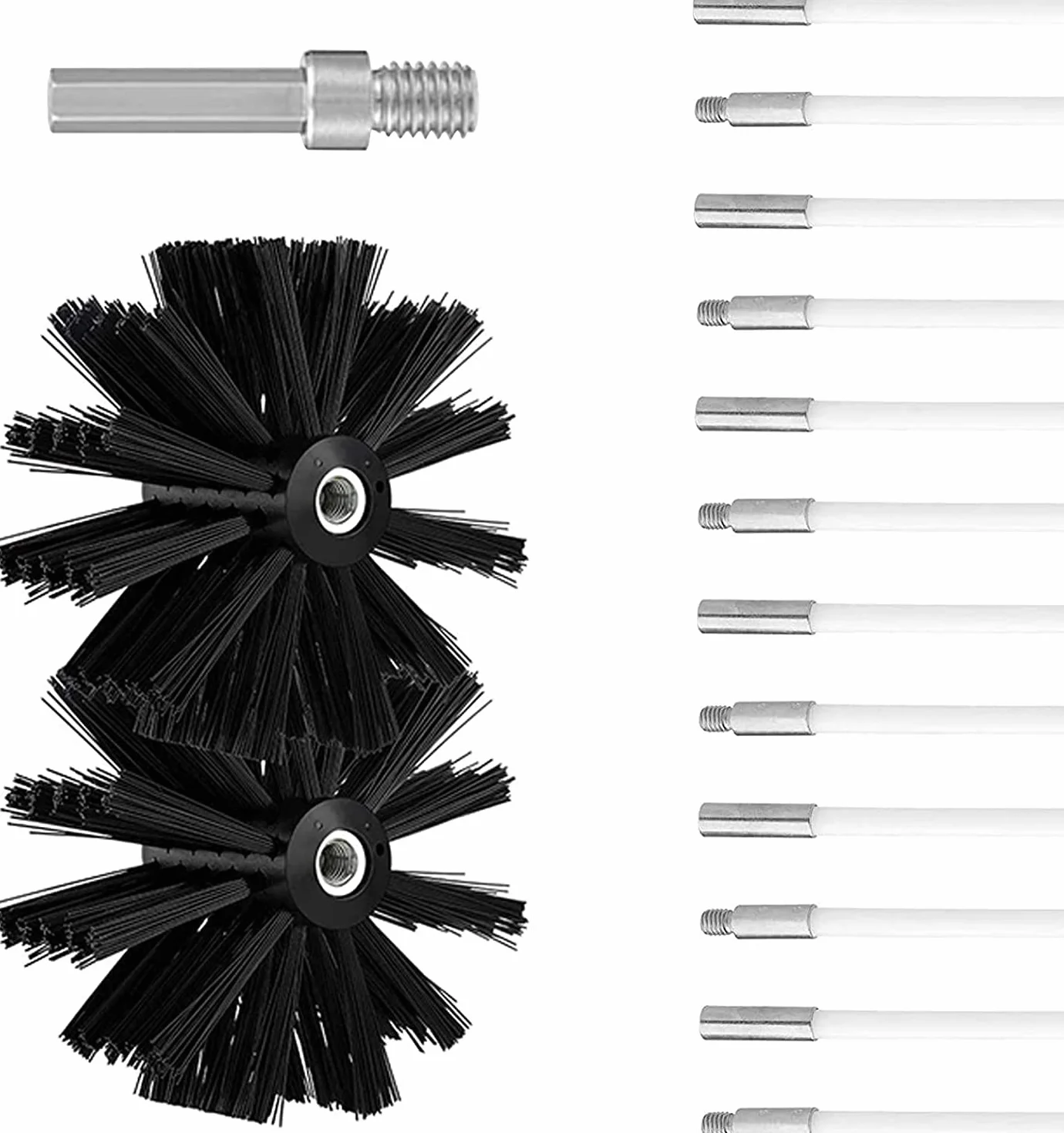 Spazzola Pulizia Camino 150mm Diametro con 12 Aste in Nylon e 2 Testine