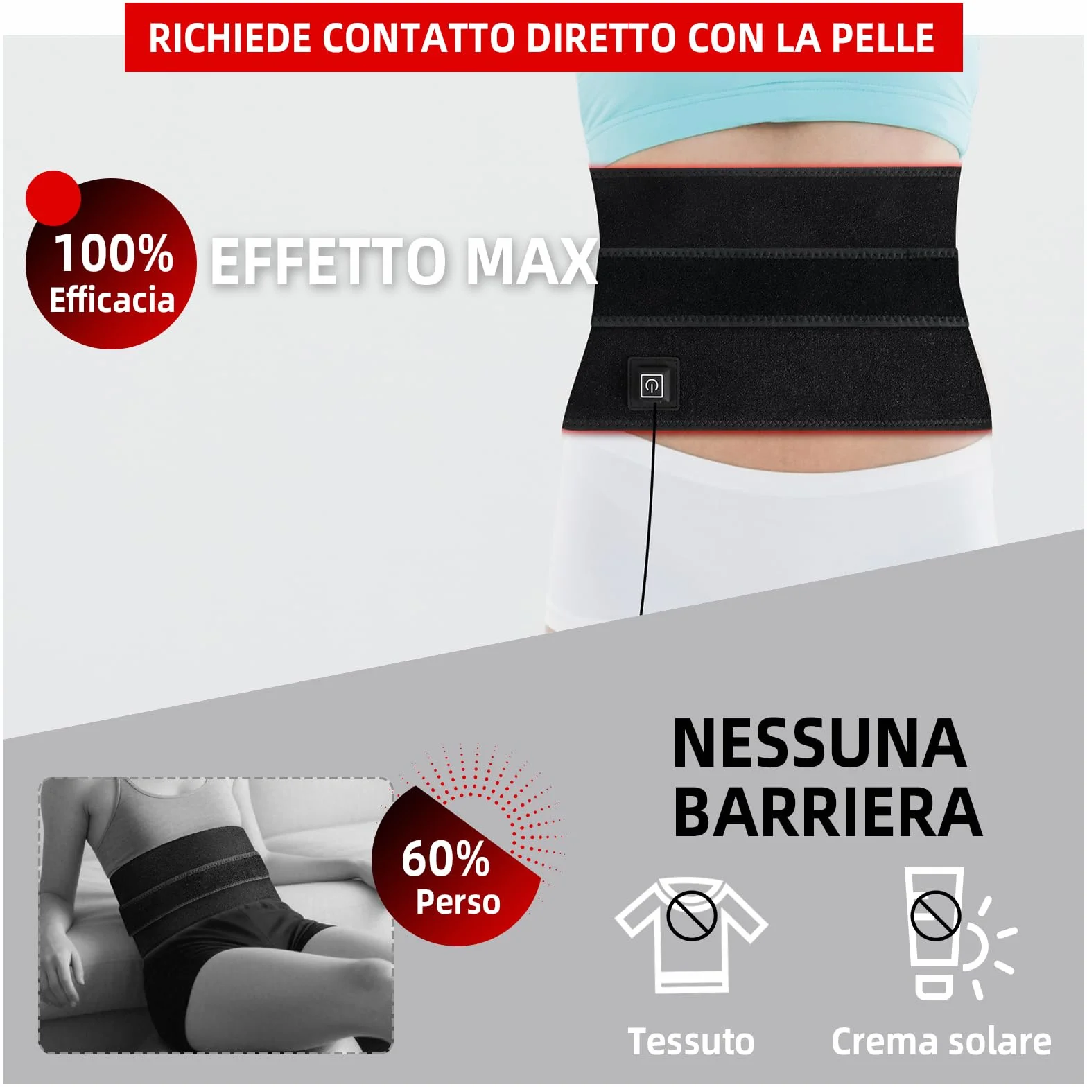 Fascia Terapia a Luce Rossa, Luce Infrarossa Corpo, LED Triple-Chip 660nm 850nm, Fascia Riscaldante Schiena e Ginocchia, Dispositivo Portatile, Regalo Benessere Uomo Donna