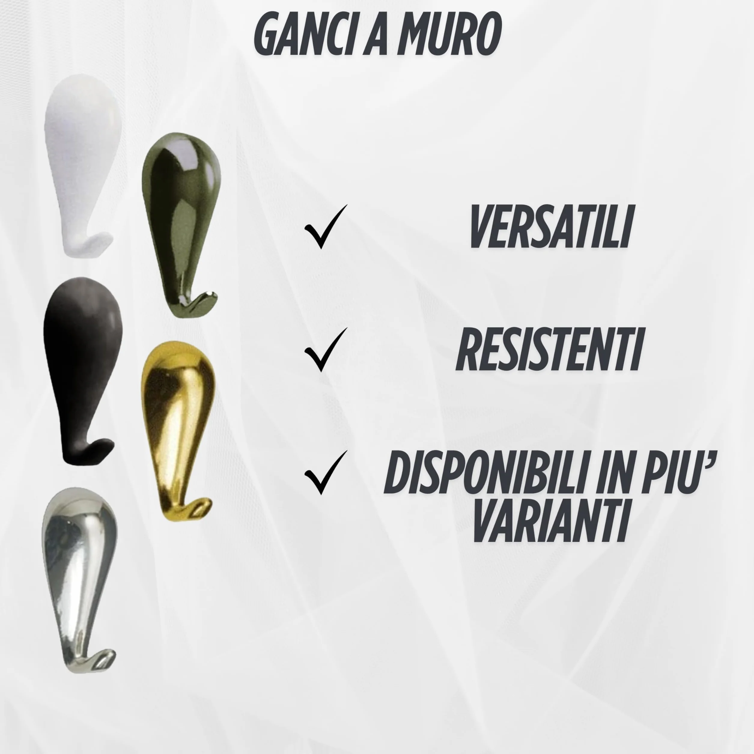 Ganci a Goccia per Quadri in Zama Cromo Lucido 27x14 mm Confezione 3 Pezzi