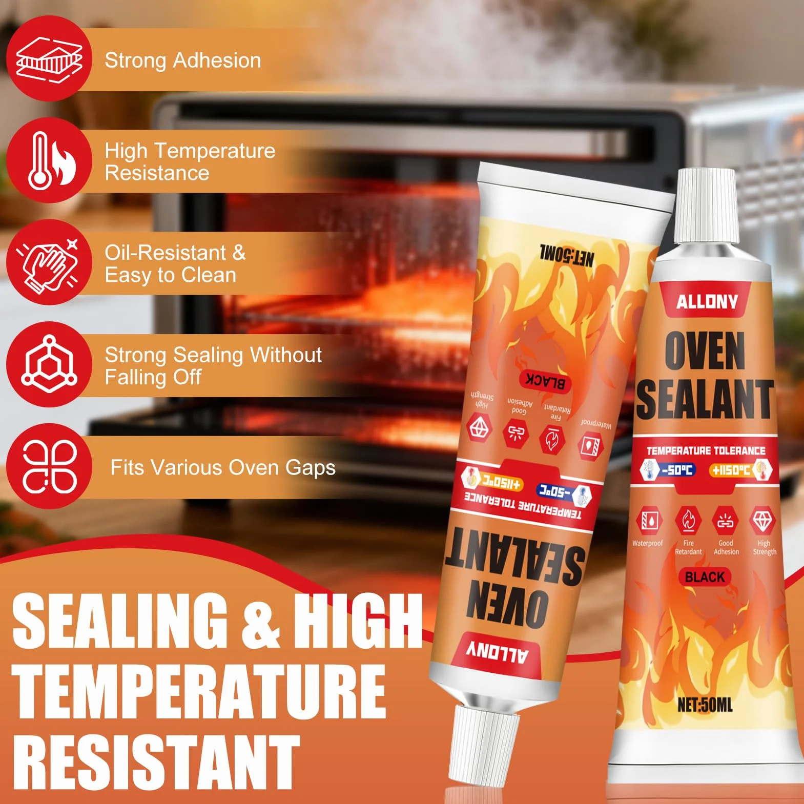 Silicone Alte Temperature 1000 Gradi 100ML per Forno Stufa Vetro Caminetti