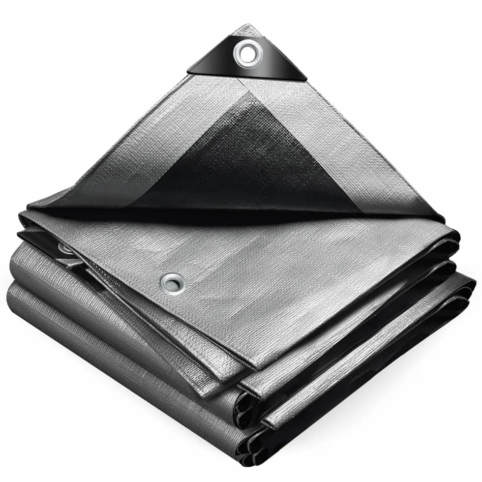 VOUNOT Telo Impermeabile Esterno 4x6m PE 240 g/m² Grigio Nero