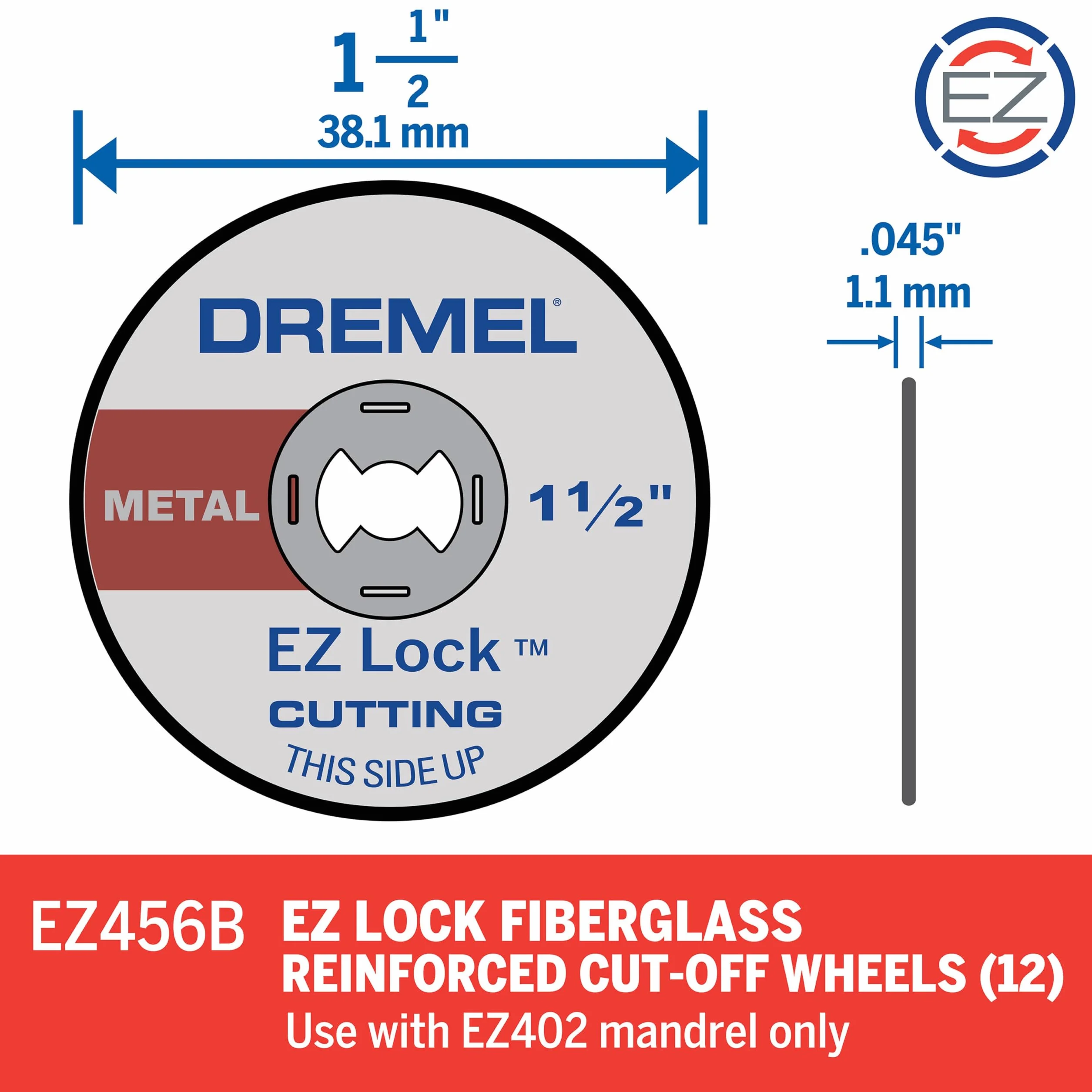 Dremel EZ456B 1 1/2" EZ Lock dischi da taglio per utensili rotanti rame lamiera