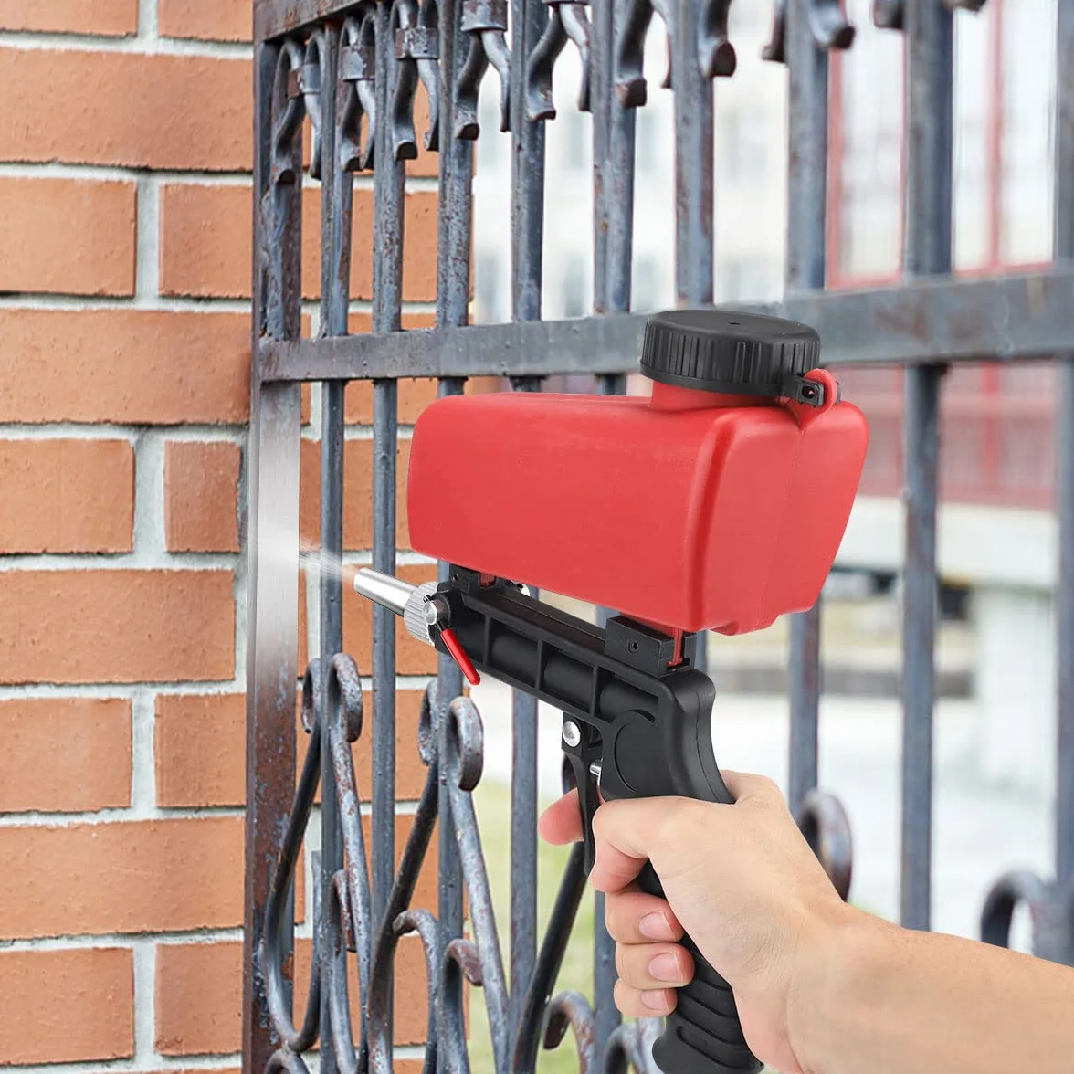 Sabbiatrice Pneumatica Portatile Multifunzione Kit Pistola Sabbiatura per Manutenzione Automobilistica Ruggine Rosso