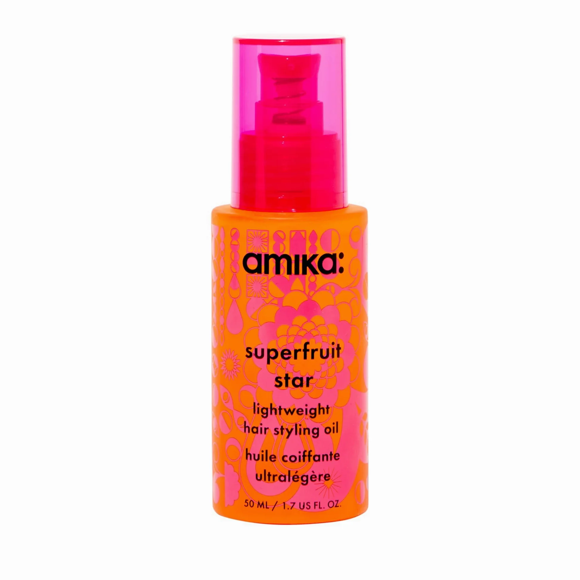 amika Superfruit Star - Olio per capelli leggero, siero per capelli sottili e spessi, protezione dal calore + levigante crespo per una lucentezza lucida, riduce la rottura e rafforza le ciocche (50 ml