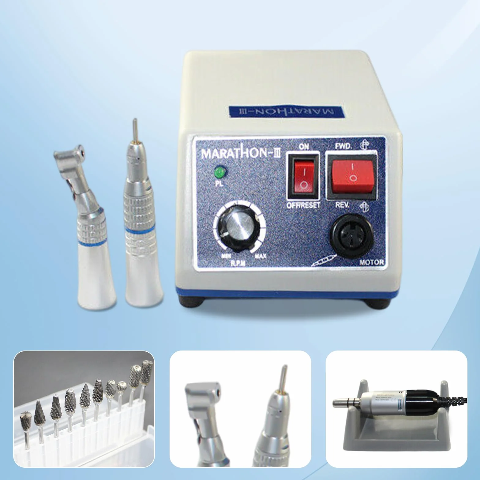 Laboratorio Micromotore Elettrico 0-35000 Giri/min Rettifica Regolabile Lucidatura Portatile con Lucidatrice +2 Teste +10 Fresas Carburo