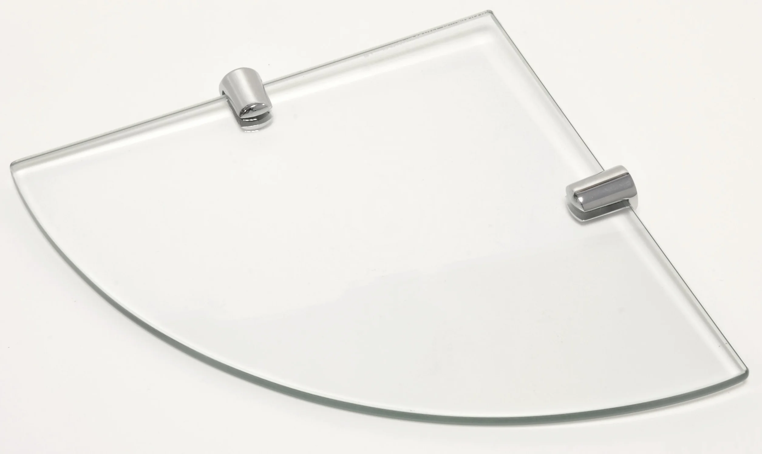 Mensola angolare in vetro temperato trasparente 180 mm 6 mm cromata