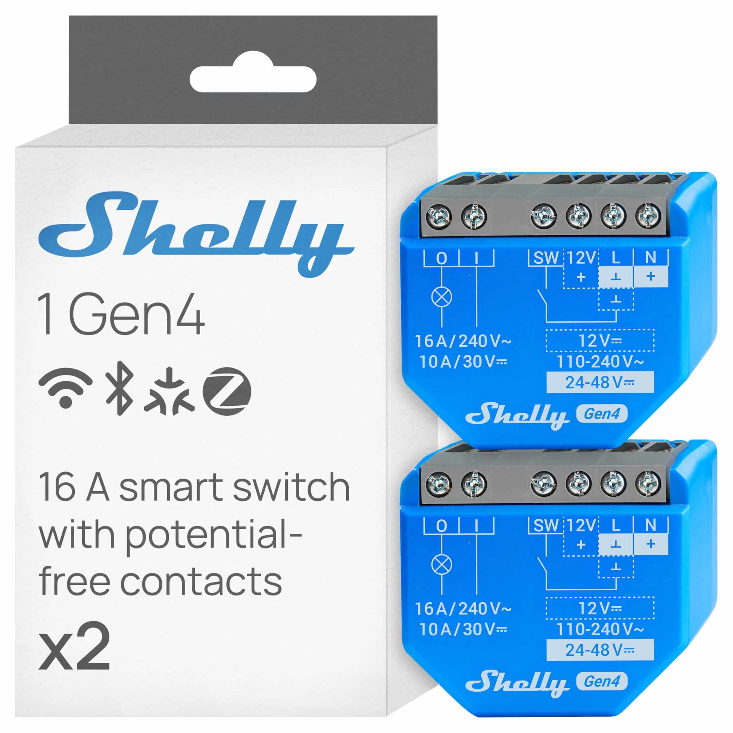 Shelly 1 Gen4 Inteligentny Przekaźnik Wi-Fi 1 Kanał 16A Bezprzewodowy Matter Alexa Google HomeKit Zigbee 2 Sztuki