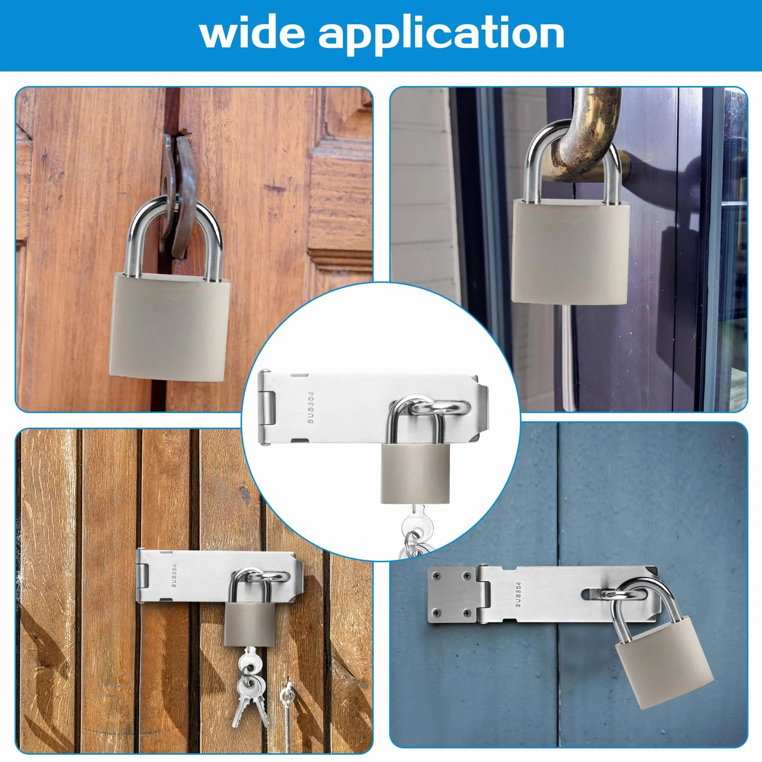 Haspe Serratura di Sicurezza 12,7 cm Acciaio Inox per Cancello