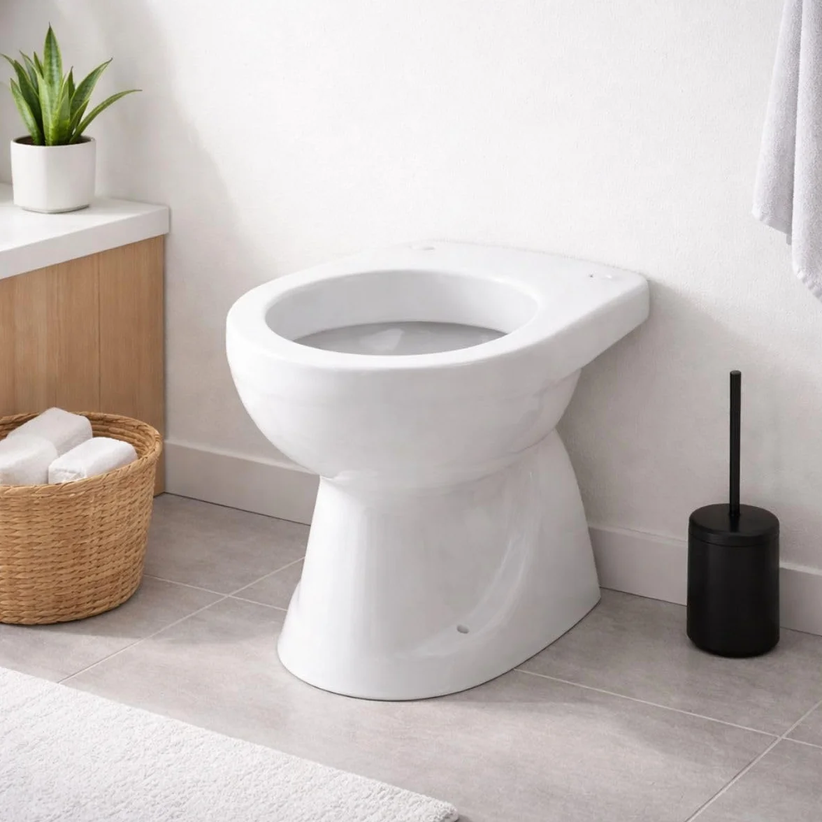 Vaso wc a terra in ceramica bianca serie tris con scarico a pavimento