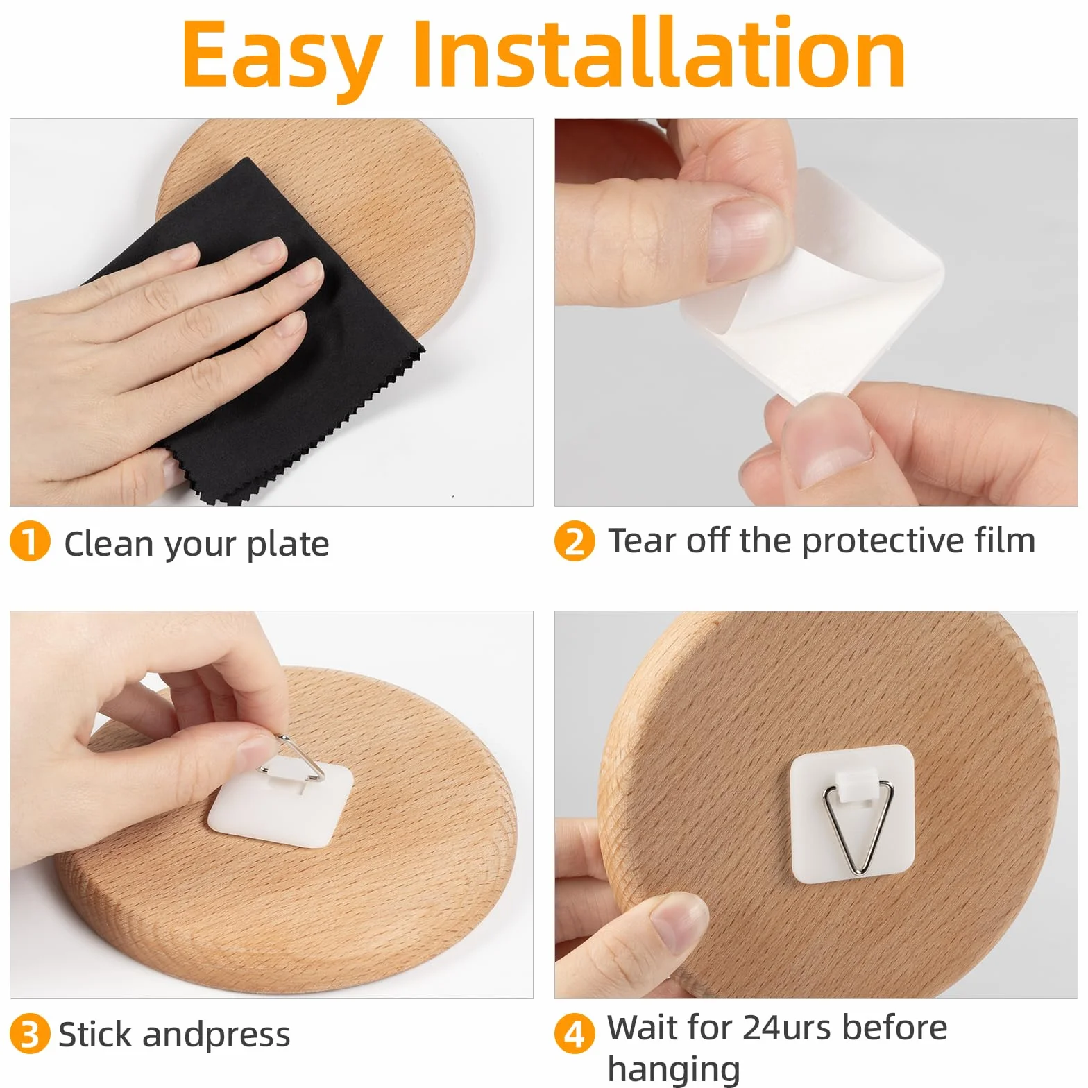 Adhesive Picture Hooks for Wall Hanging, Appendi Quadri Senza Chiodi, 30 Ganci Adesivi