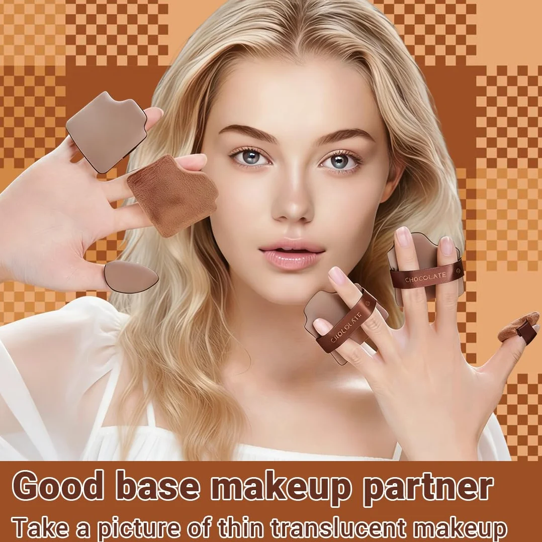 Piumini da Cipria, 6 pezzi, Chocolate powder puff, Wet and Dry Foundation Sponge Cushion Puffs, Tamponi per Cipria, Adatto per Cipria, Fondotinta, Blending, Concealer, per il Corpo Morbido