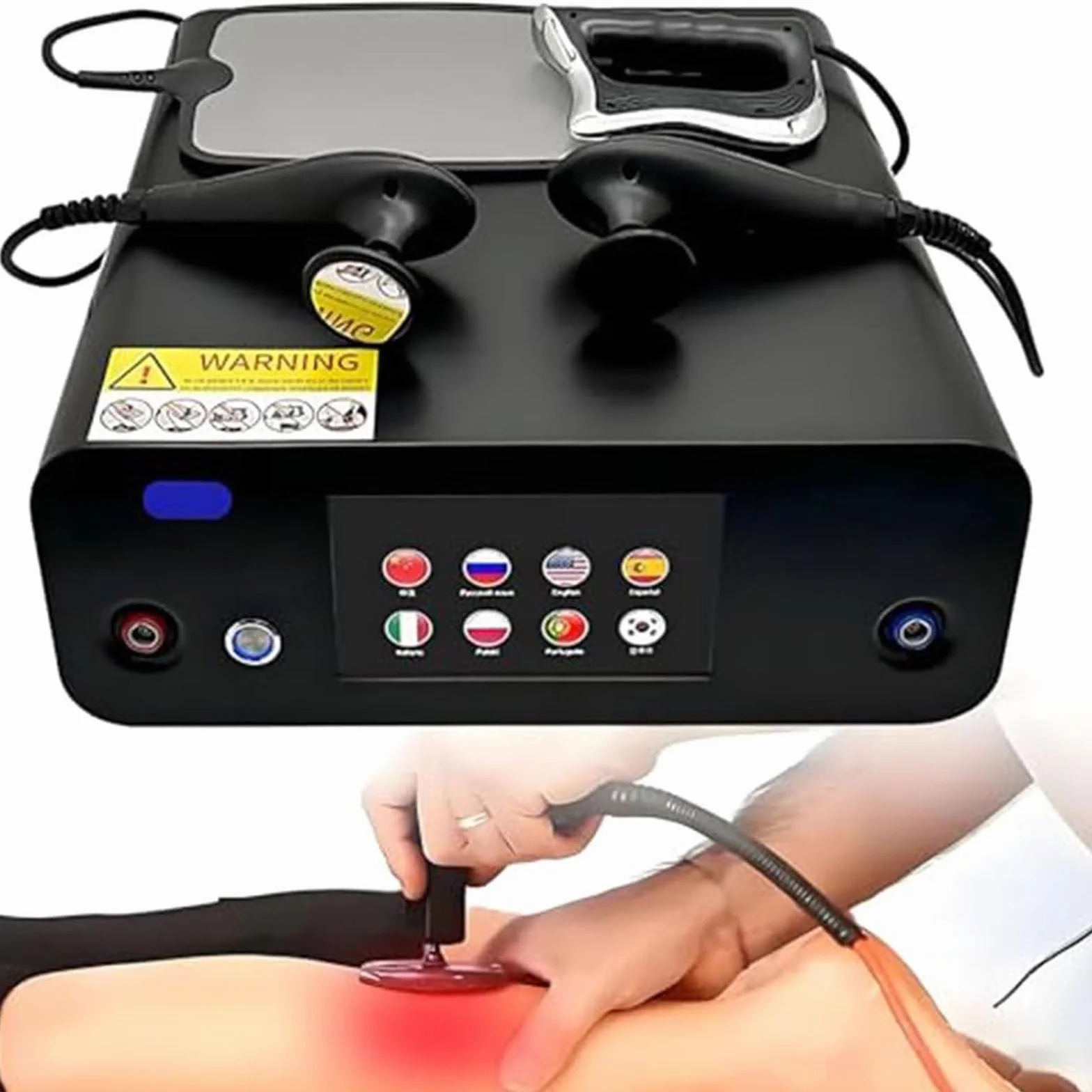 Apparecchio Tecar Therapy 448KHz - Diatermia Portatile RET CET per Dimagrimento,Rassodamento Pelle e Sollievo dal Dolore,Fisioterapia Termale con 8 Sonde,2 Maniglie e 1 Piastra Negativa