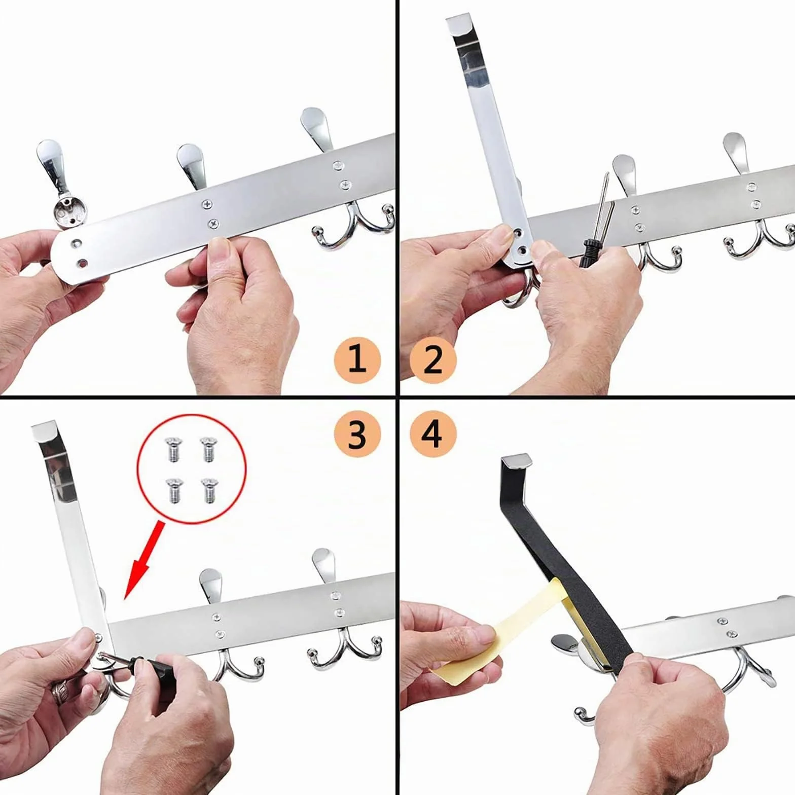 LYLIN Attaccapanni da Porta in Acciaio Inox 15 Ganci Bianco 2.1 cm