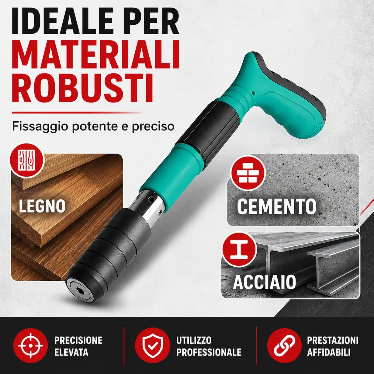 Rivettatrice Manuale Professionale - Pistola Sparachiodi ad Aria Compressa per Chiodi Tondi e Rivetti in Acciaio