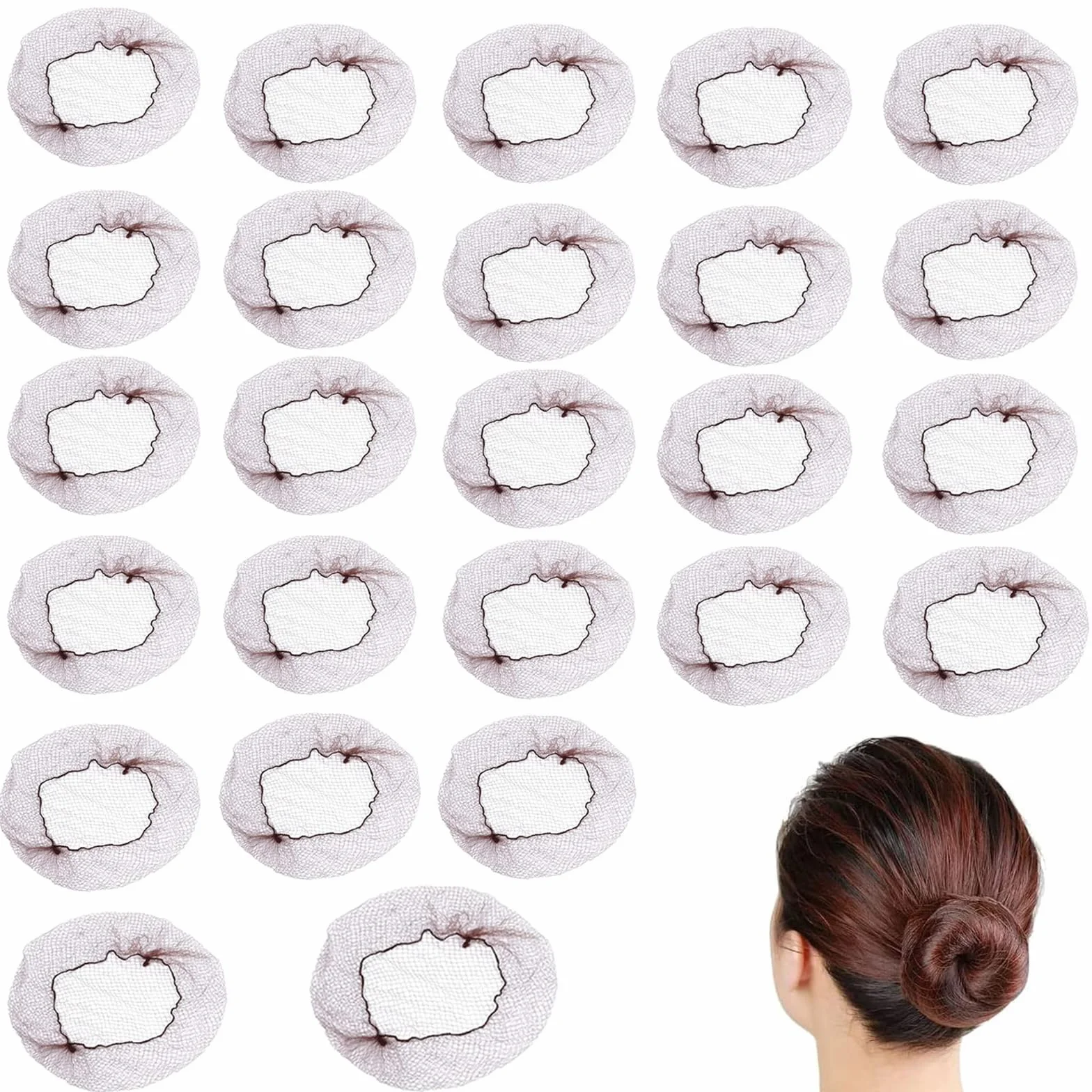 Retina per Capelli,25 Reti per capelli marroni,Retine per Capelli Invisibili con Bordo Elastico,per Invisibili Elastico Bordo Maglia per Balletto,Danza,Infermiera e Così via