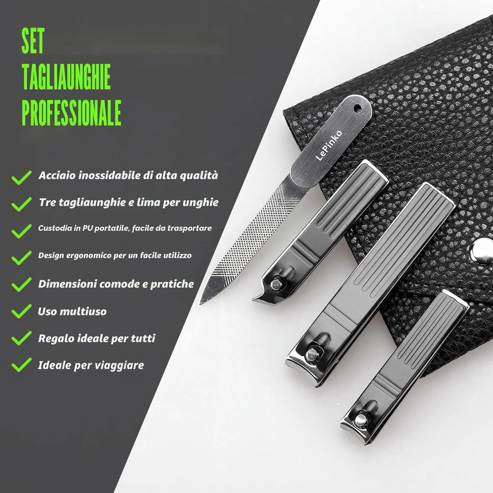 Tagliaunghie resistenti per podologi, per unghie spesse e incarnite, set di tagliaunghie per uomini, donne e anziani, in acciaio inox, 4 pezzi