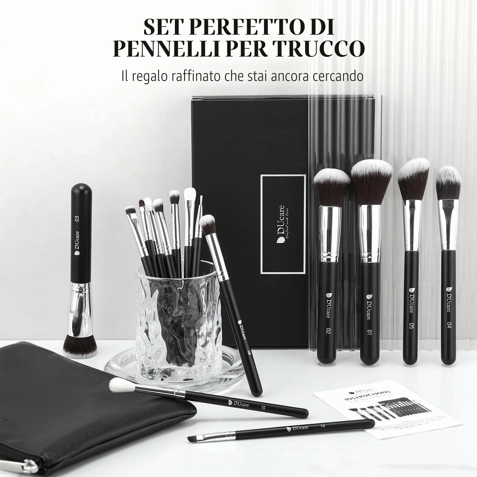DUcare Pennelli Make Up Set 15Pcs Pennelli Trucco Professionali Set di pennelli da trucco con del sacchetto Case