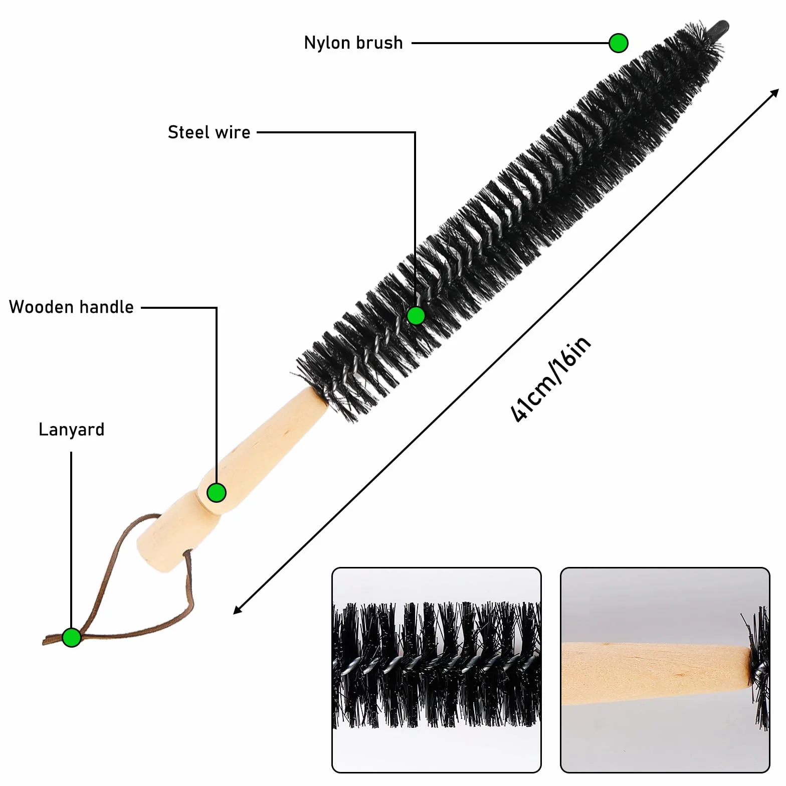 Set da 24 Pezzi di Spazzole per Camino con Aste Flessibili 410 mm, Kit Pulizia Canne Fumarie