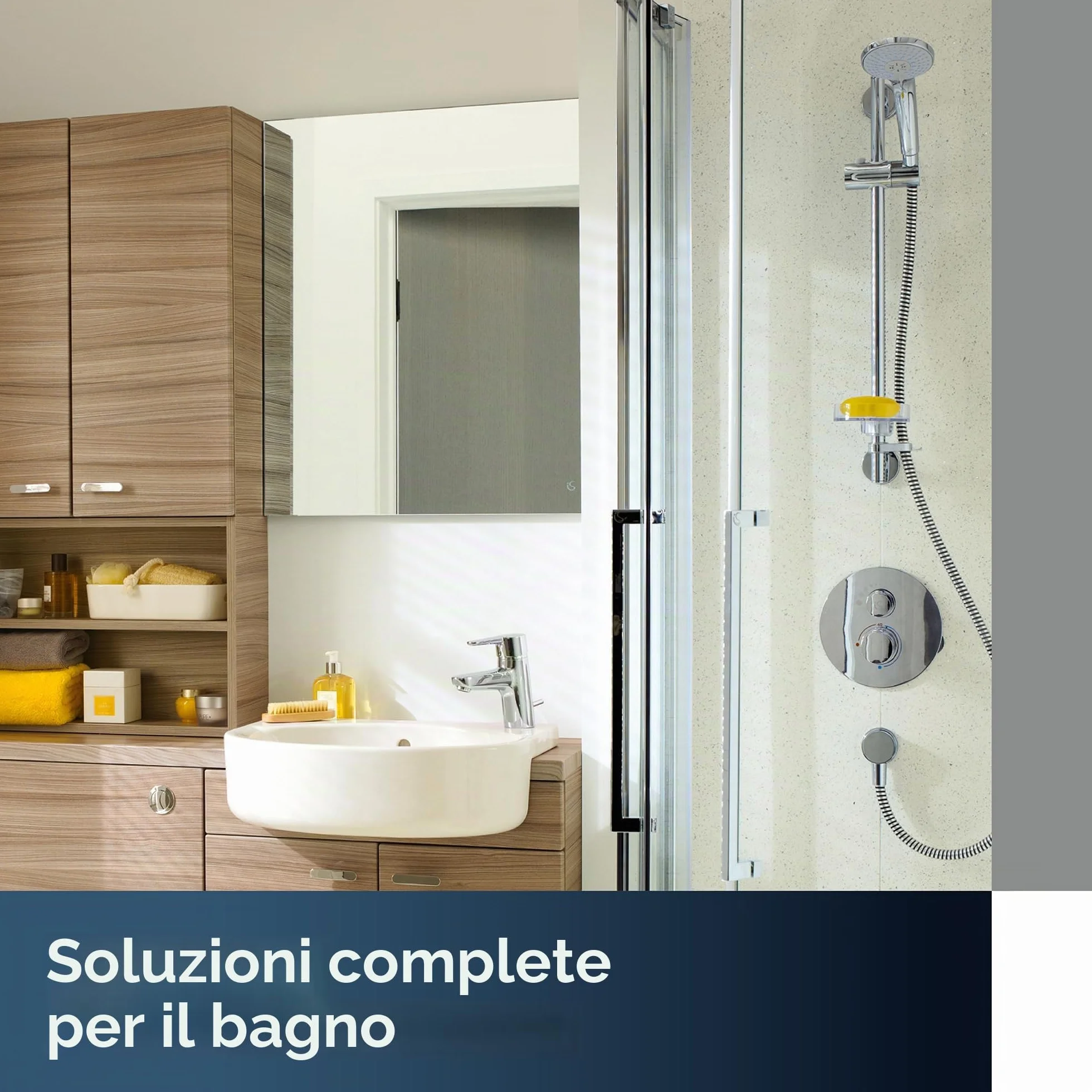 Ideal Standard Idealrain Doccia Multifunzione Soffione Doccia a Risparmio Idrico 3 Tipi Getto Cromato Ø 10 cm