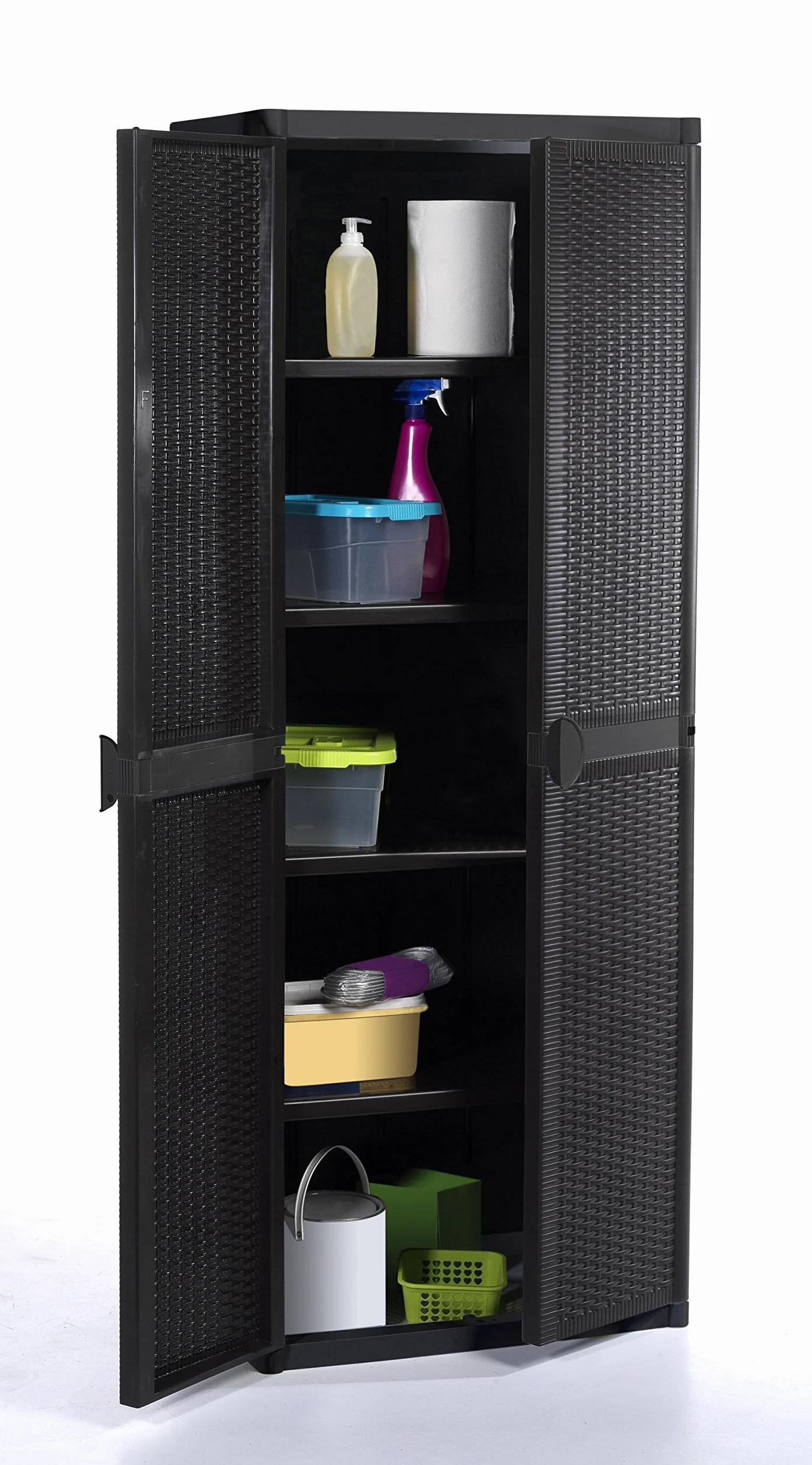 AVANTI TRENDSTORE Armadio per utensili di pulizia plastica sintetica rattan antracite 65x172x45 cm