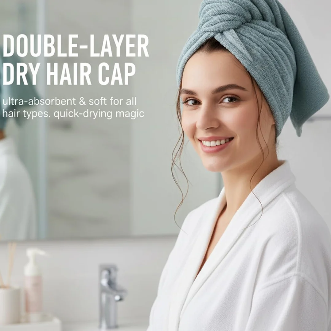 2 pezzi asciugamano in microfibra per capelli, extra assorbente e asciugatura rapida, morbido turbante asciugamano per capelli e turbante capelli con chiusura a bottone (verde, marrone)