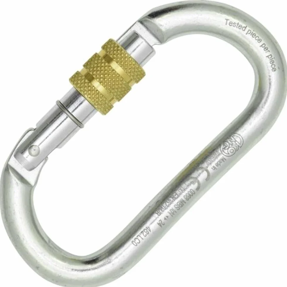 Moschettone Ovale in Acciaio al Carbonio con Ghiera a Vite e Sistema Keylock EN 362/B 176g