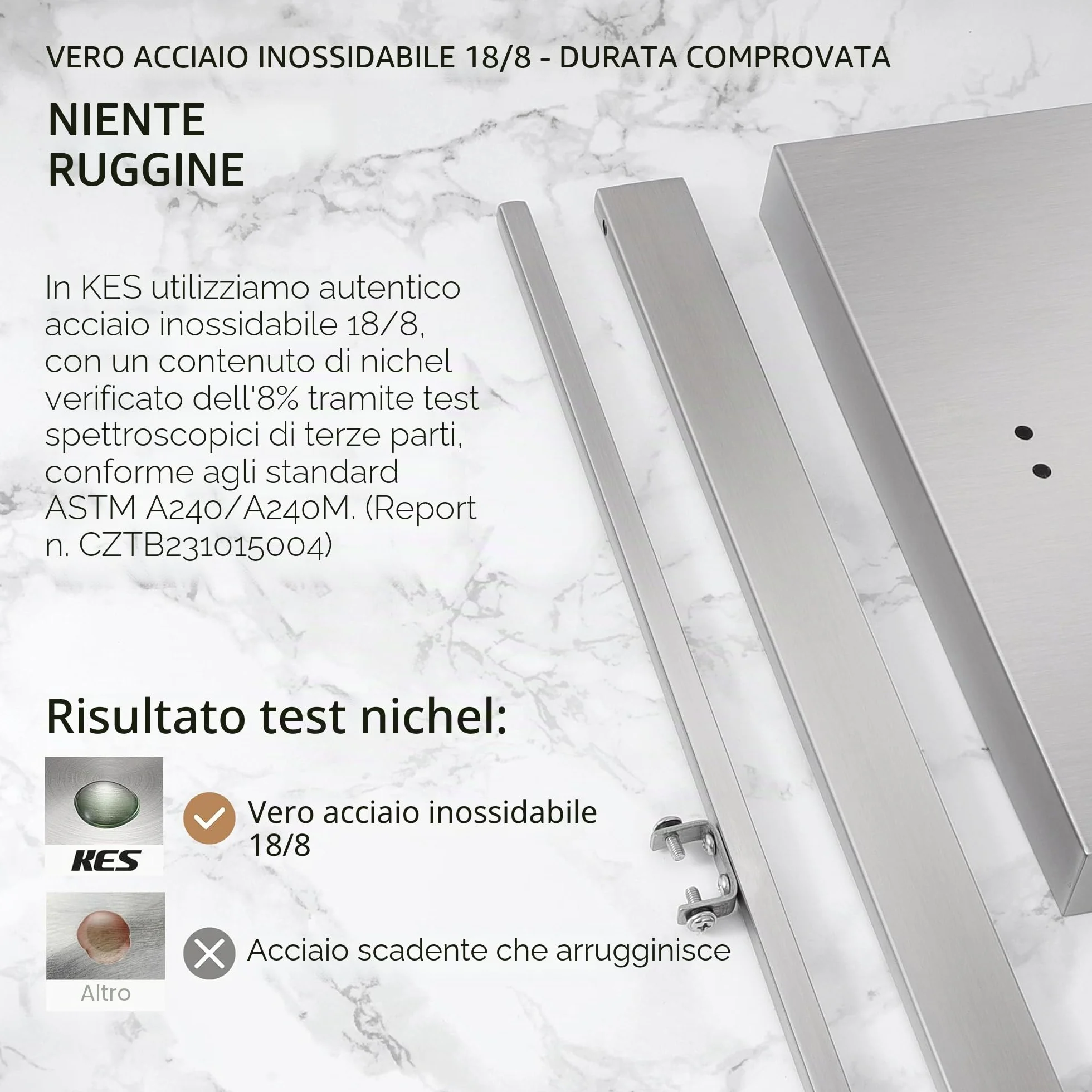 KES Porta Asciugamani da Terra Doppio Acciaio Inossidabile 18/8 Bagno