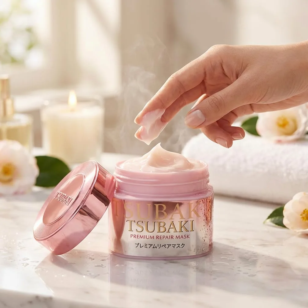 TSUBAKI Premium Repair Mask - Maschera Capelli Riparatrice al Camelia - Trattamento Giapponese per Capelli Danneggiati - Vaso 180g