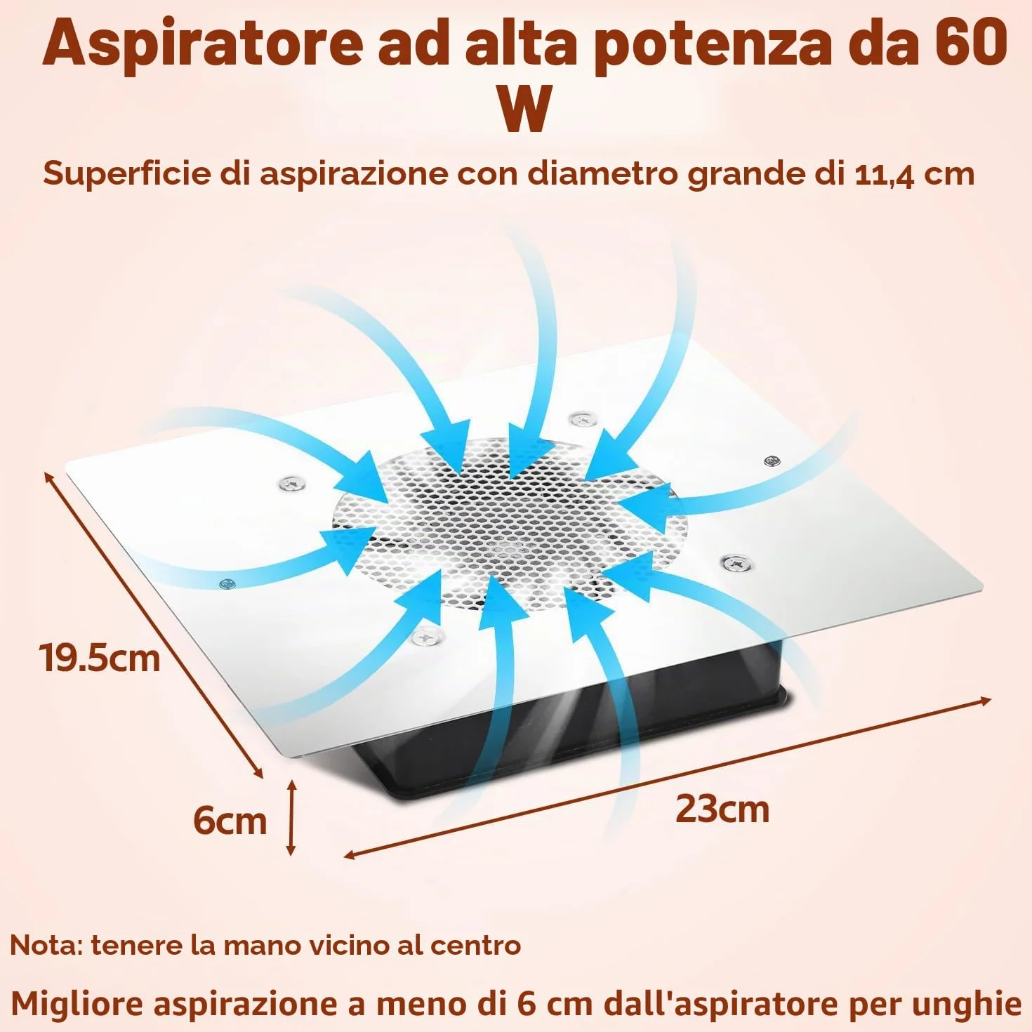 Aspiratore per Unghie, 60W Potente Aspiratore di Polvere per Unghie Incorporato Du Nail Nai