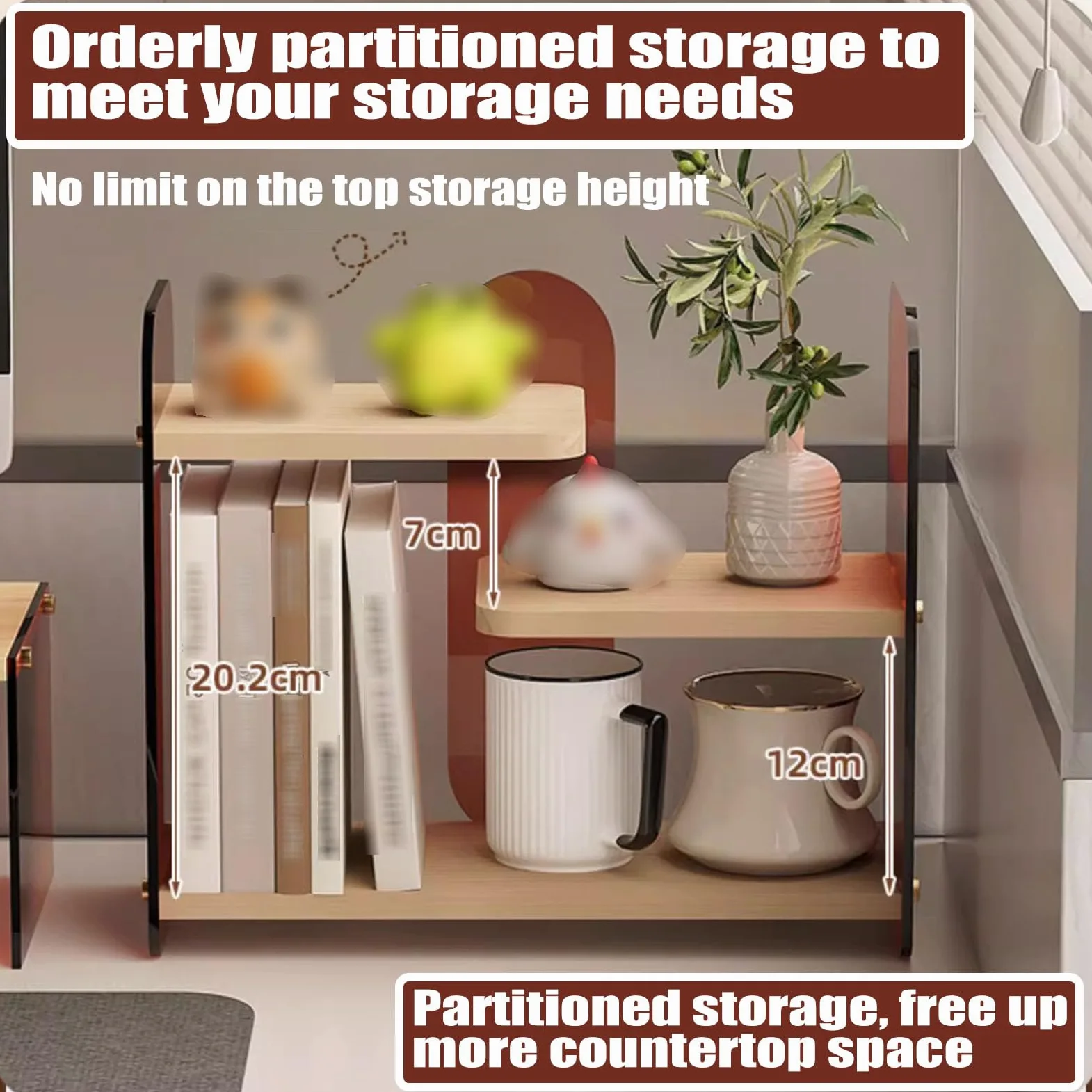 Organizer per trucchi a 3 livelli, in legno e acrilico, per prodotti per la cura della pelle e profumi, organizer per trucchi da banco per bagno e cassettiera