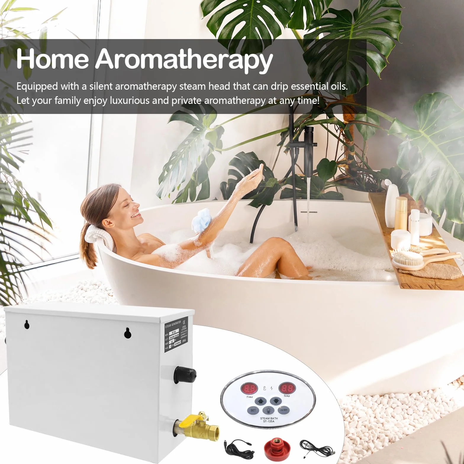 Generatore Vapore Sauna 3kW 220V Controller LED 25-55°C 2-3m³ Acciaio Inox 316