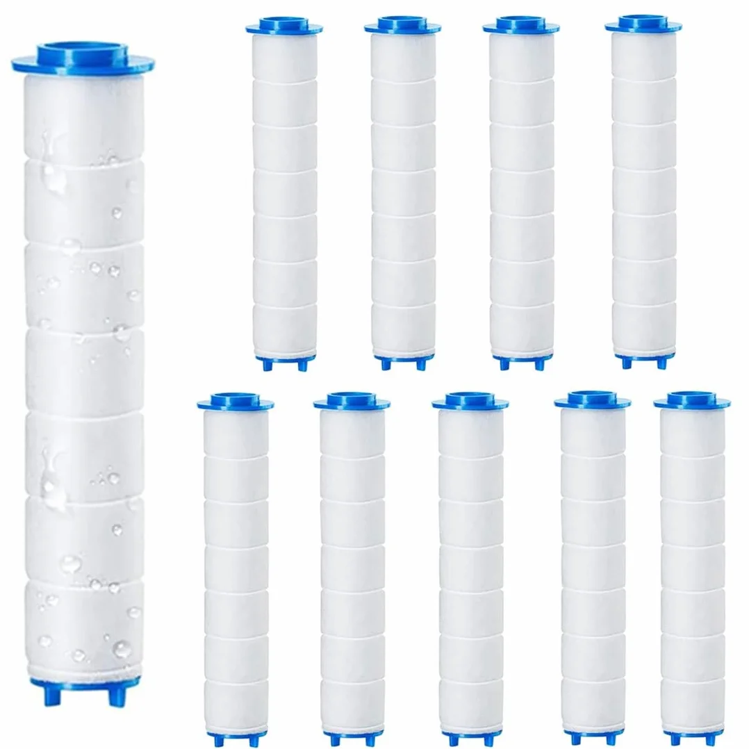 Filtro doccia anticalcare in cotone PP, 9.5x2 cm, Cartuccia sostituibile per acqua, 10 pezzi