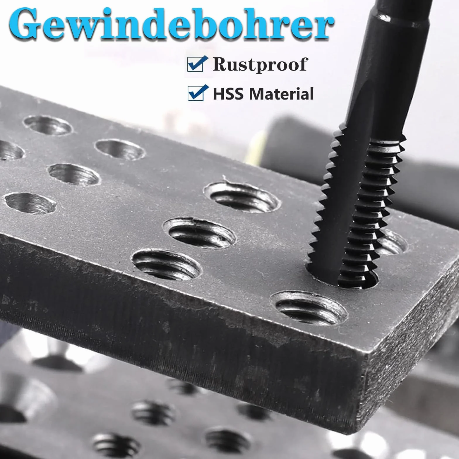 Set di 7 maschi per filettatura manuale HSS 6542 metrica sinistra M3-M12