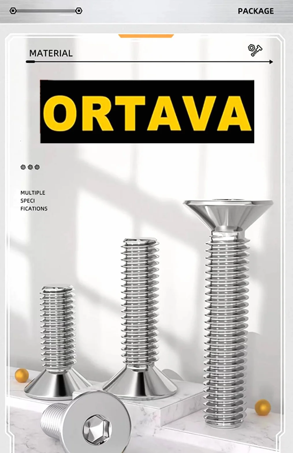ORTAVA viti a testa svasata M6 x 14 acciaio inox A2 V2A filettatura completa