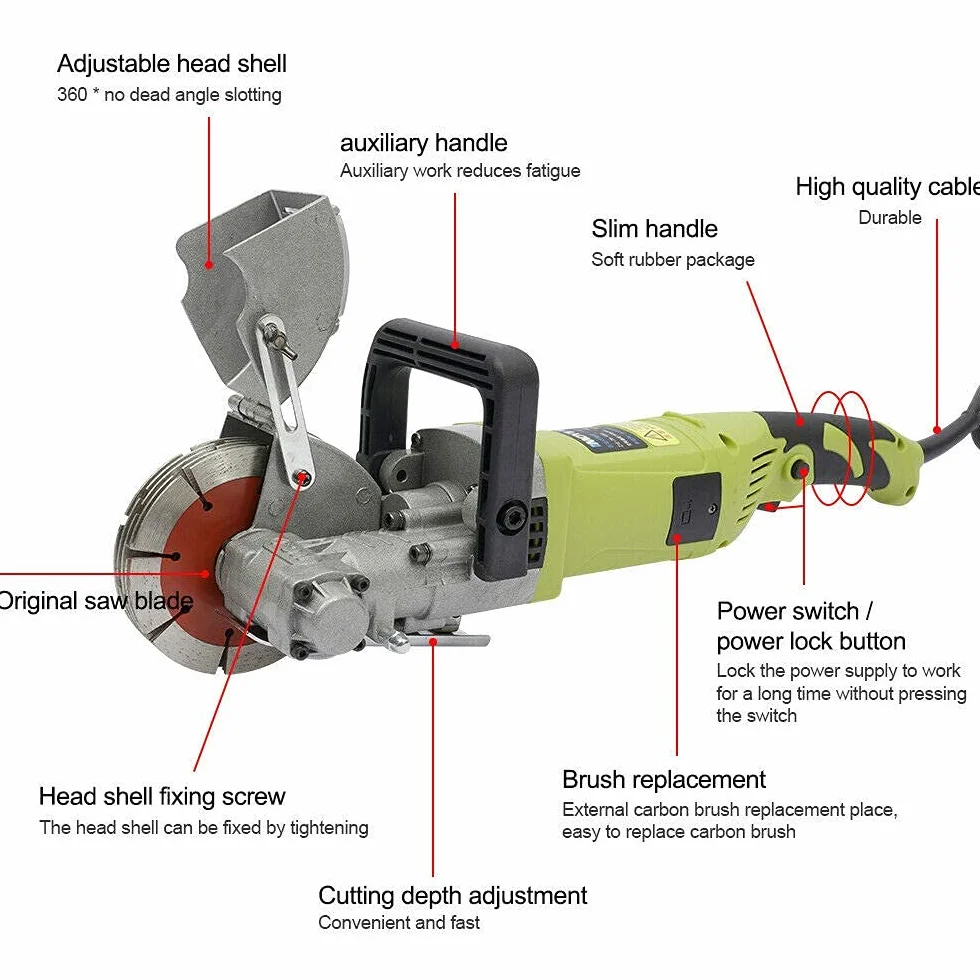 SHZICMY Scanalatrice da parete elettrica 4000 W 7500 giri/min per marmo granito calcestruzzo