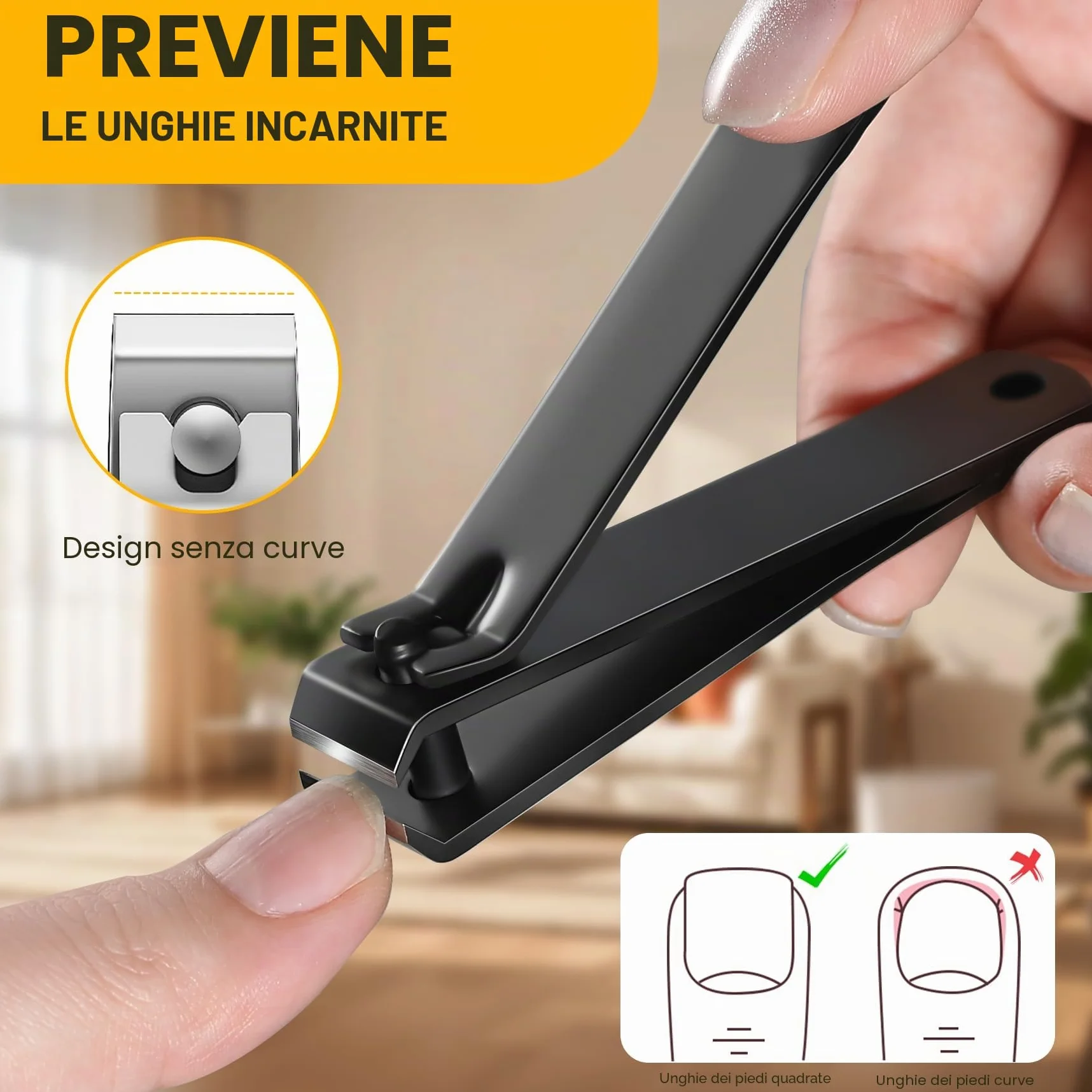 BEZOX Tagliaunghie a lama dritta resistente per unghie spesse, tagliaunghie professionali in acciaio inox, tagliaunghie spesse e larghe
