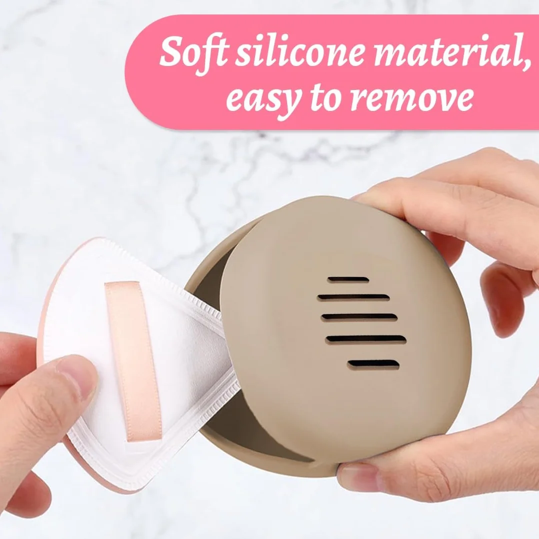 2 Pcs Borsa Per Trucco Portatile Con Porta Cipria, Porta Pennelli Make Up Da Viaggio, Porta Pennelli Trucco, Custodia In Silicone Per Pennelli Da Trucco Da Viaggio Con Chiusura Magnetica