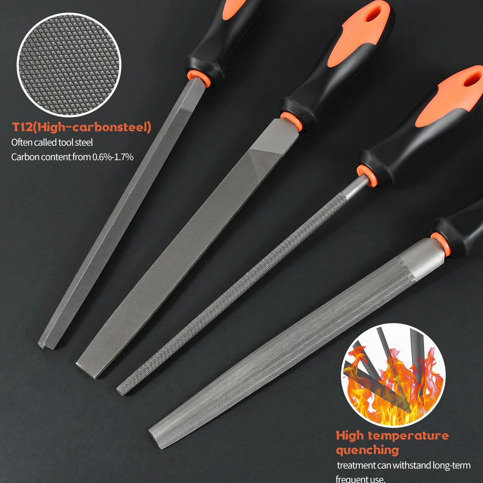 Set File Metallo Acciaio al Carbonio 19 Pezzi con Valigia Piatti Triangolari Semicircolari Rotondi Lime Ago Spazzola
