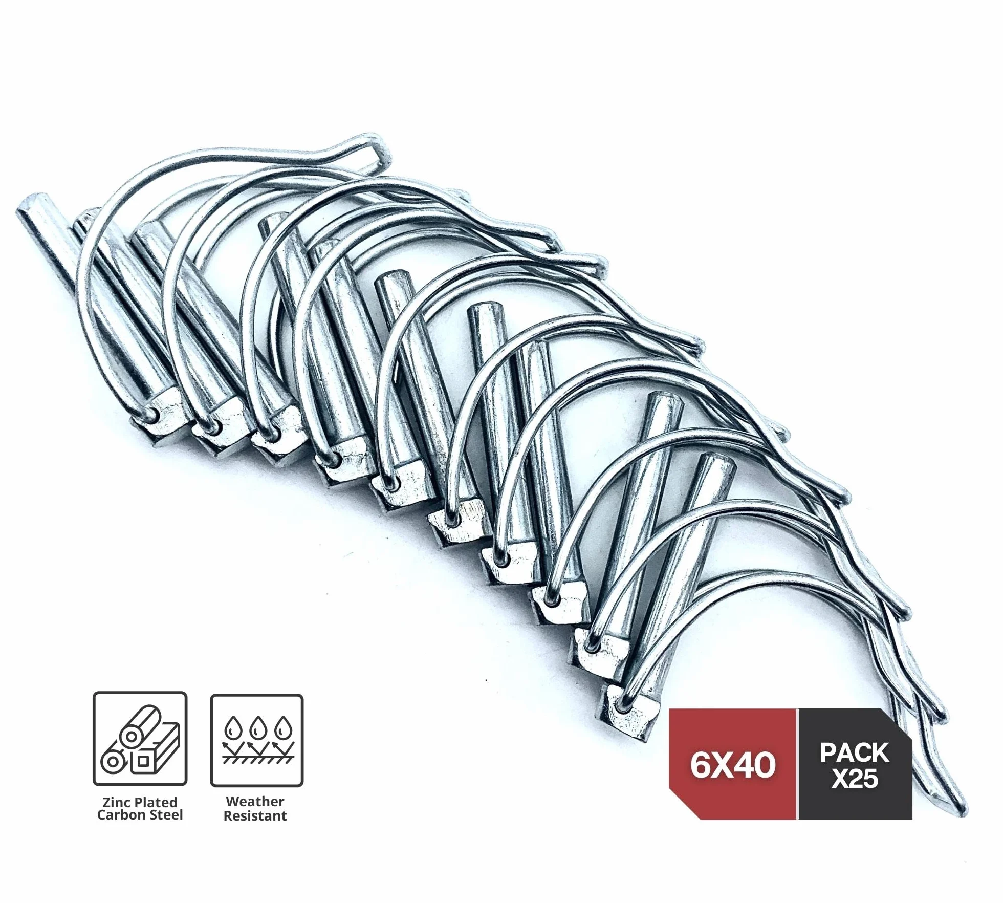 Perni Trattore 6x40mm 25 Pz Perno di Bloccaggio per Albero Ganci sicurezza