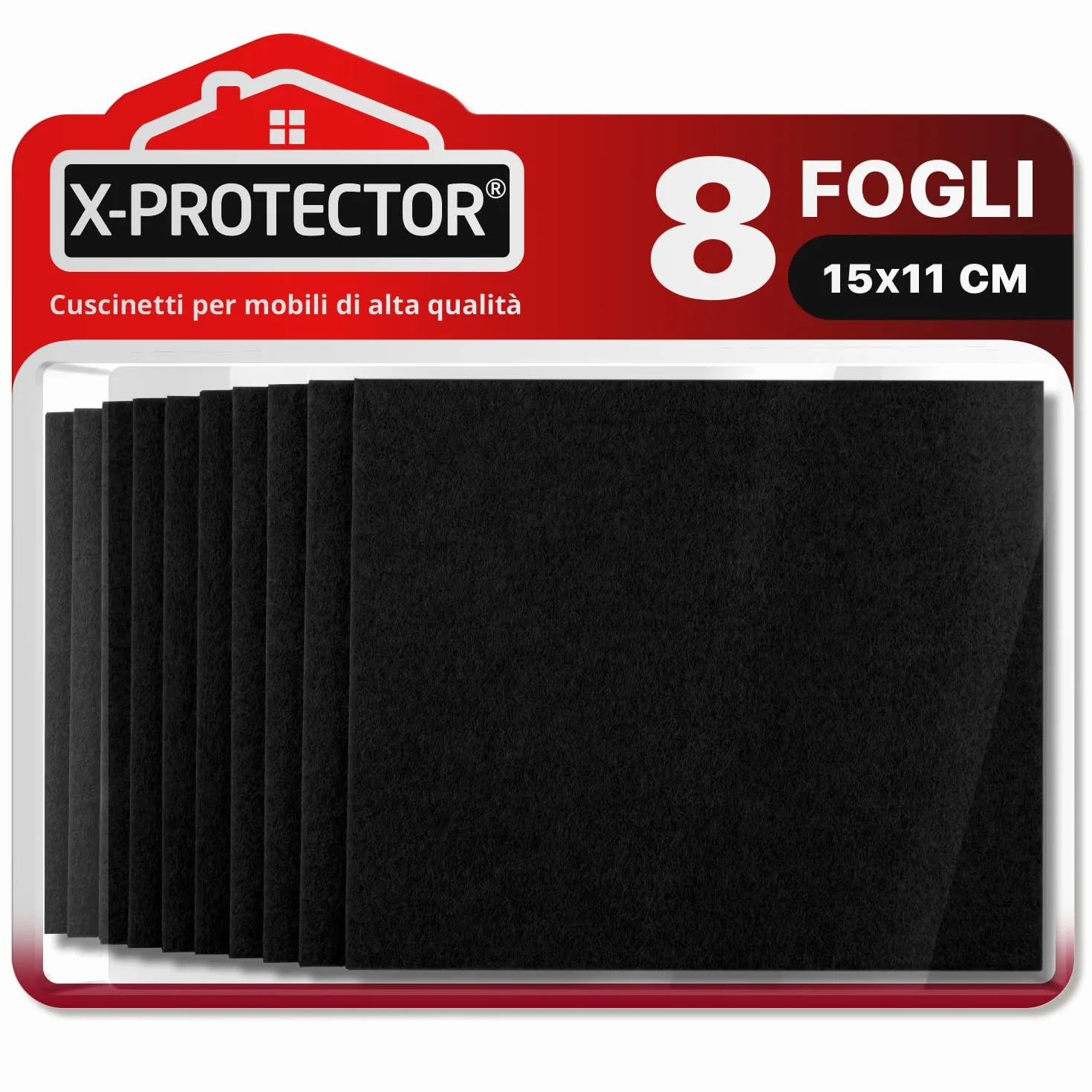 Feltrini adesivi X-PROTECTOR 8 pezzi 15 x 11 cm Nero kit