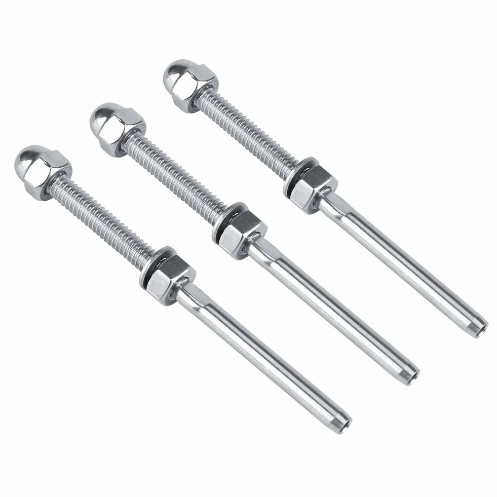 Parte finale di bullone tensore filettato 1/8" in acciaio inox per ringhiera a cavo, 10 unità