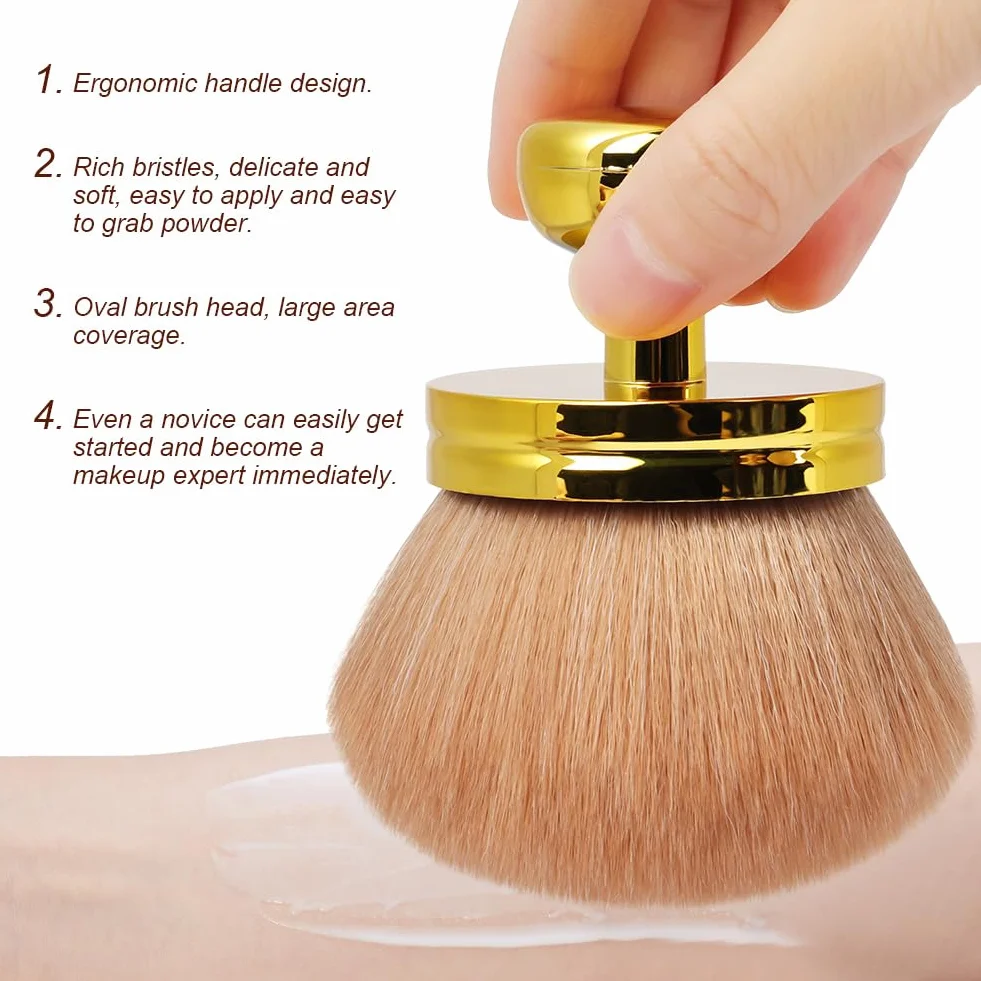 LOPHE Pennello Autoabbronzante Grande per Il Corpo, Kabuki Ovale, Spazzola per Trucco per Il Corpo, Applicatore Portatile per Sfumare e Sfocare la Pelle per Gambe/Braccia