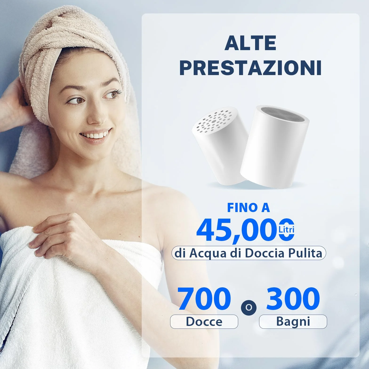 iSpring FSF2 Cartuccia di Ricambio per Filtro Doccia 33 Stadi 18 Materiali Filtranti Rimuove Cloro Metalli Pesanti Sedimenti