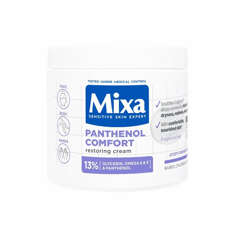 Mixa Crema Lenitiva Protettiva, Per Pelli a Tendenza Atopica, Pelle Lenita e Idratata per 48H, Effetto Anti-Prurito e Anti-Secchezza, Con il 13% di Pantenolo e Glicerina, Panthenol Comfort, 400ml