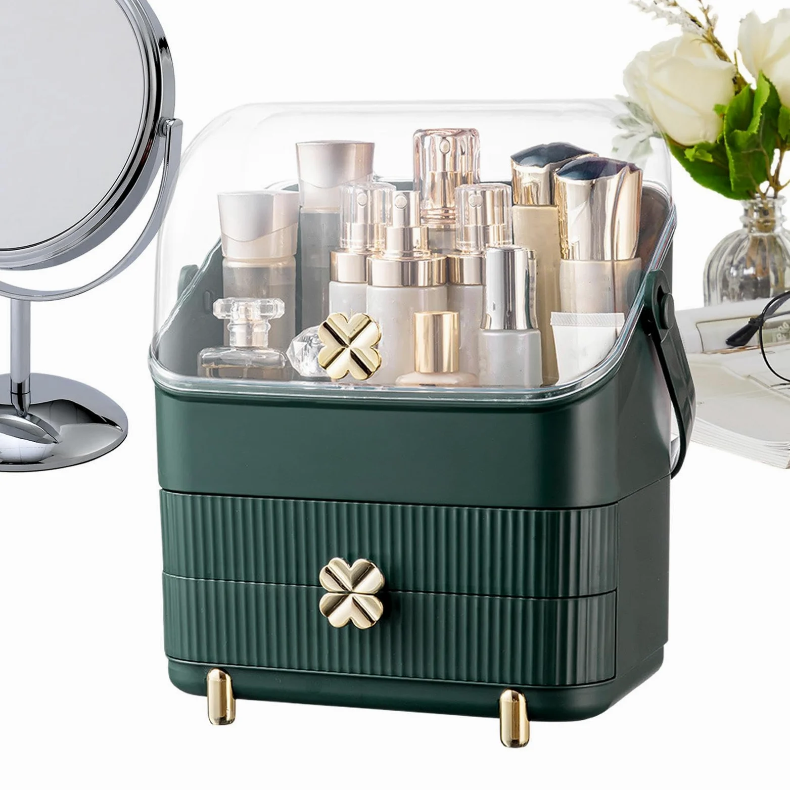 Generico Organizer Trucchi Da Tavolo Espositori Per Pennelli Cosmetici | Grande organizer makeup impermeabile antipolvere coperchio trasparente per bagno cucina angolo cassettiera tavolo ufficio