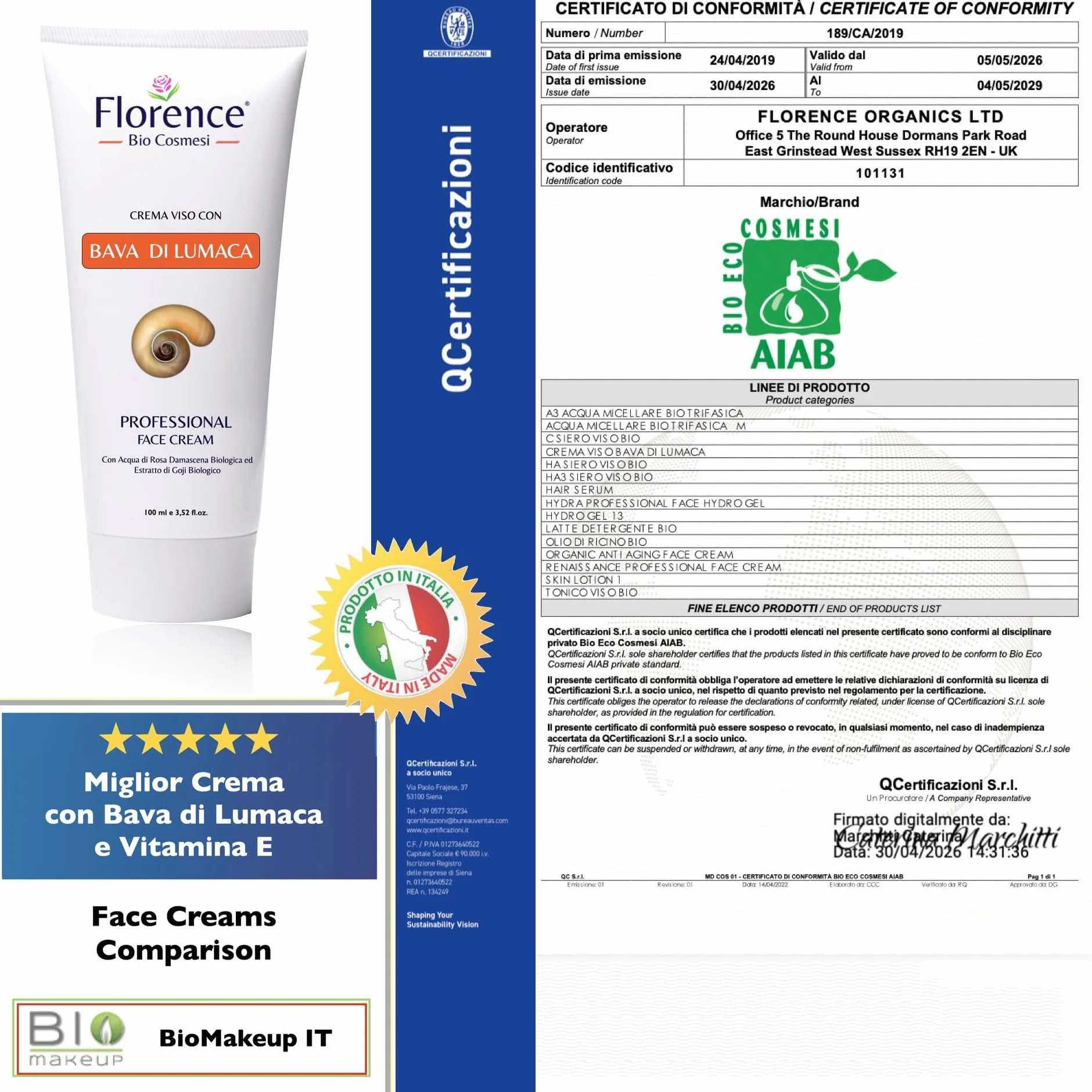 100ml. Bio Crema con Bava di Lumaca al 65%, Acido Ialuronico Puro 100%, Vitamina C, E. Ingredienti a Nota Azione Antietà, Cicatrizzante e Antimacchia per Viso, Collo e Contorno Occhi.