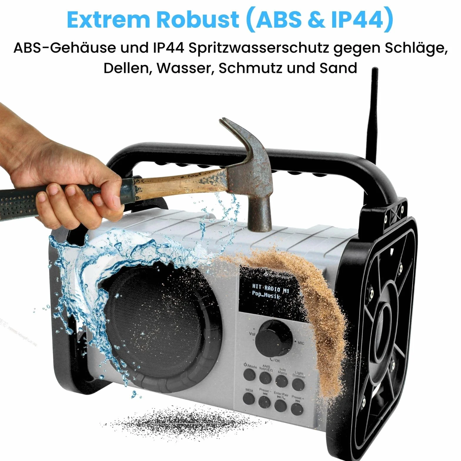 Soundmaster Radio da cantiere DAB80SG DAB+ FM Bluetooth batteria agli ioni di litio