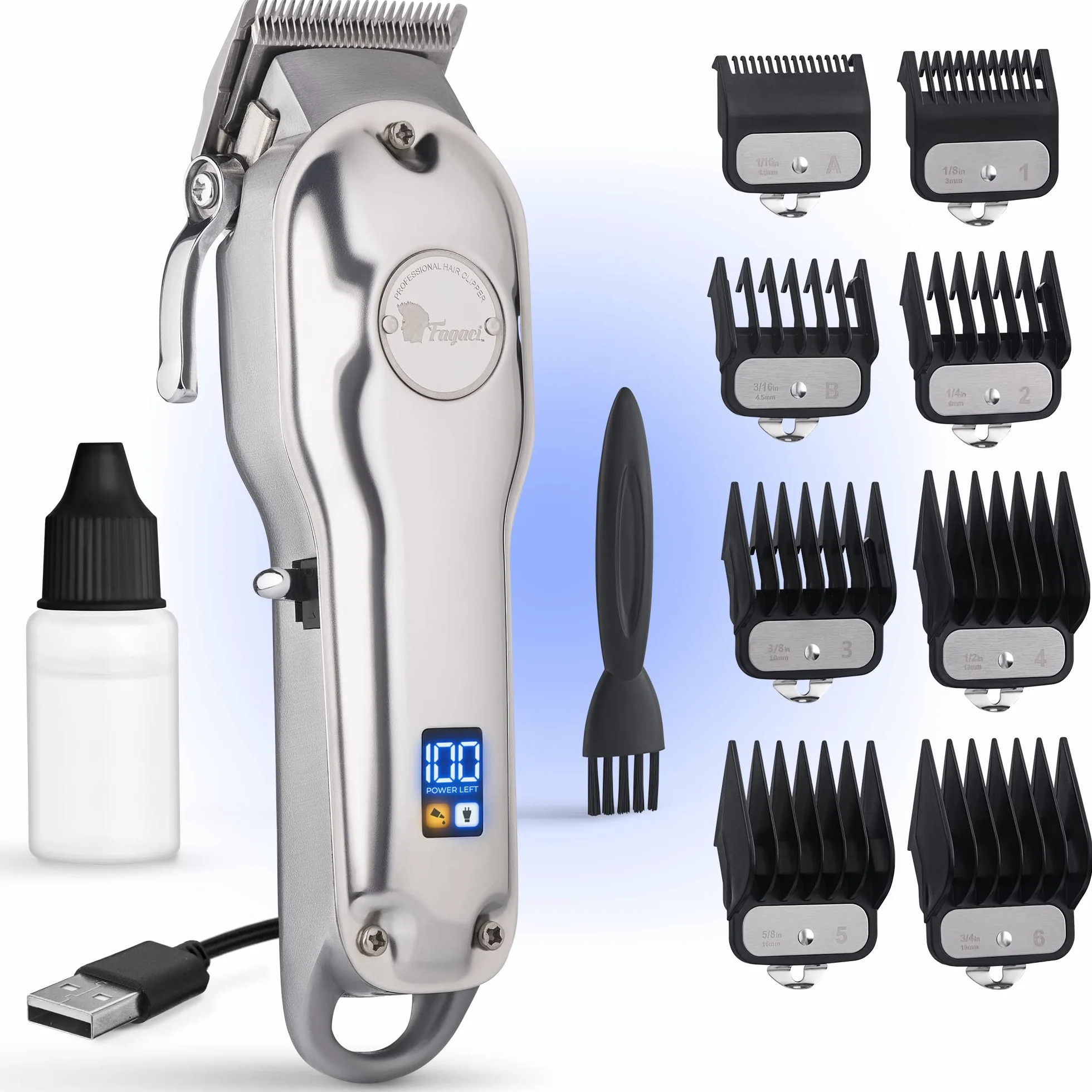 Fagaci Tagliacapelli Professionali con Taglio Estremamente Fine, Tagliacapelli Cordless per Uomo, per Barbiere, per Kit Taglio Capelli, Elettrico, Maquina de Cortar Cabello